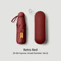 Compact 5-fold capsule sun umbrella in retro red color with 8-rib reinforced structure - 8-Rib with Case / Burgundy