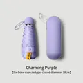 Compact purple capsule umbrella with matching case, UV protection UPF50+ - 6-Rib (With Case) / Light Purple