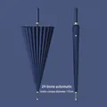 Navy blue 24-rib automatic long handle umbrella with 115cm diameter for windproof use - Automatic 24-Rib / Large (115cm) / Navy Blue