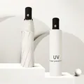 Minimalist pearl white 8-rib automatic folding umbrella with UV protection sun sleeve - UV Series - 8-Rib Automatic / French Automatic Series / Off White