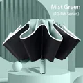 Durable 10-rib automatic folding UV protection sunshade umbrella in elegant Mist Green - Large 10-Rib Reflective Reverse Automatic / Mint Green