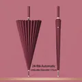 Durable 24-rib automatic long-handle umbrella featuring 115cm diameter in burgundy - Automatic 24-Rib / Large (115cm) / Burgundy