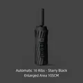 Automatic 16-rib folding umbrella in starry black with an enlarged 105cm canopy coverage - 16-Rib Automatic Black Glue Umbrella / Black