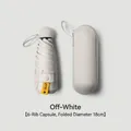 Compact 5-fold capsule umbrella in cream white with UPF50+ protection - 6-Rib 5-Fold (With Glasses Case) / Off White