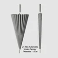 Large 24-rib automatic grey long handle waterproof umbrella with 115cm diameter coverage - Automatic 24-Rib / Large (115cm) / Gray
