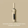 Premium automatic 16-rib folding umbrella in peach yellow color with large 105cm diameter - 16-Rib Automatic Black Glue Umbrella / Peach Yellow
