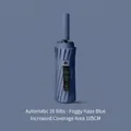 Haze blue fully automatic folding umbrella featuring 16 ribs and 105cm large diameter - 16-Rib Automatic Black Glue Umbrella / Deep Sea Blue