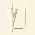 24-rib automatic long-handle umbrella in cream white with a large 115cm diameter span - Automatic 24-Rib / Large (115cm) / Off White