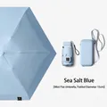 Ultra-compact sea salt blue mini flat five-fold umbrella with a 15cm folded diameter - 6-Rib 6-Fold Mini Flat Style (With Card Pack Case) / Sea Salt Blue
