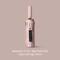 Automatic 16-rib foldable umbrella in bean paste pink with a wide 105cm canopy - 16-Rib Automatic Black Glue Umbrella / Dusty Pink