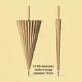 Professional 24-rib automatic long-handle umbrella with 115cm large diameter in beige - Automatic 24-Rib / Large (115cm) / Khaki