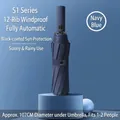 Durable navy blue automatic foldable umbrella with 12 ribs for windproof sun protection - Large 12-Rib Automatic / Navy Blue