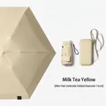 Portable five-fold mini flat sun umbrella in milk tea yellow with 15cm folded diameter - 6-Rib 6-Fold Mini Flat Style (With Card Pack Case) / Milk Tea Yellow