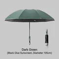 16-rib automatic dark green folding umbrella with black sunshade coating, 105cm diameter - French Automatic Series / 10-Rib Mechanical Anti-rebound Reverse Reflective Style / Dark Green