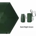 Mini flat folding umbrella in dark green, portable size with 15cm folded diameter - 6-Rib 6-Fold Mini Flat Style (With Card Pack Case) / Night Green