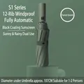 Forest green automatic folding umbrella with windproof 12-rib design for rain and sun - Large 12-Rib Automatic / Forest Green