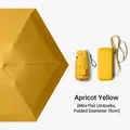 Portable 5-fold mini flat sun and rain umbrella in apricot yellow with a 15cm storage case - 6-Rib 6-Fold Mini Flat Style (With Card Pack Case) / Apricot Yellow