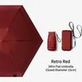 Compact portable five-fold umbrella in Antique Red with UV sun protection coating - 6-Rib 6-Fold Mini Flat Style (With Card Pack Case) / Retro Red
