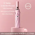 Fully automatic pink folding umbrella with 12 ribs and black glue UV protection - 12-Rib Automatic (107cm Diameter) / Light Pink