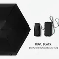 Compact black five-fold umbrella with storage case, 15cm diameter folded - 6-Rib 6-Fold Mini Flat Style (With Card Pack Case) / Rain Black