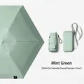 Mint green mini flat 5-fold umbrella with matching case, compact 15cm closed diameter - 6 Ribs 6-Fold (Card Bag Style) / Mint Green