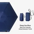 Portable deep blue five-fold sun and rain umbrella with 15cm retracted diameter. - 6 Ribs 6-Fold (Card Bag Style) / Deep Sea Blue