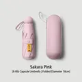 Compact Sakura pink folding umbrella with a matching capsule case storage and UV protection - 8 Ribs (Glasses Case Style) / Light Pink