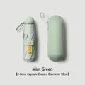 Compact mint green 5-fold capsule umbrella with UPF50+ sun protection for daily use - 8 Ribs (Glasses Case Style) / Mint Green