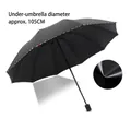 Manual 10-rib black folding umbrella with 105cm diameter sun protection canopy - Hemming Enlarged 10-Rib Manual - Black Glue / Black
