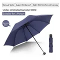 Business blue manual folding umbrella with 8 reinforced ribs for sun and rain protection - 8 Ribs Manual / Navy Blue