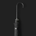 Elegant black 16-rib long-handle automatic umbrella with textured leather J-handle - Curved Handle Long Umbrella / 16 Ribs / Ink Black