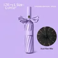 Purple automatic folding umbrella with bowknot detail and UPF 50+ sun protection - Folding Business Umbrella Series / Upgraded Large 12-Rib Automatic / Light Purple