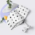 Stylish white three-fold UV protection umbrella with black polka dots and J-shaped handle - Polka Dot White (Small Curve Hook)