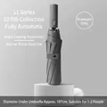 Premium grey fully automatic folding umbrella with black UV protection coating and 10 ribs - Black glue rain] P series] 10 bone increase-gray / Fully automatic] folding series