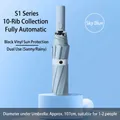 Sky blue 10-rib fully automatic folding umbrella for sun and rain protection, 107cm - Black Glue Rain] P Series] 10 Bone Increase-light blue / Fully automatic] folding series