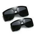 Elegant and stylish oversized square parent-child sunglasses set in glossy black - C1 Black Frame Black Gray Lens Parent-Child Set