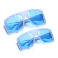 Fashionable oversized square parent-child sunglasses set in stylish light blue - C8 Blue Frame Blue Lens Parent-Child Set