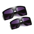 Oversized square parent-child sunglasses set in black frames with purple gradient lenses - C2 Black Frame Gradient Gray Parent-Child Set