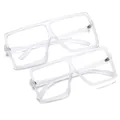 Elegante conjunto de gafas de sol blancas de gran tamaño para padres e hijos con marco mate - Set familiar / Montura Transparente Mate Lente Clara (Set)