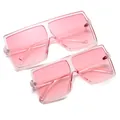 Conjunto de gafas de sol rosa oversize para padres e hijos, madre e hija, pack de dos - Set familiar / Montura Rosa Transparente Lente Rosa (Set)