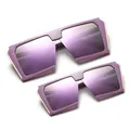 Matching parent-child set of purple flat top square sunglasses with mirrored lenses - Purple Frame Purple Lens (C5)