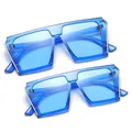 Matching blue square frame flat top sunglasses for parent and child summer sets - Transparent Blue Frame (C12)