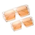 Fashion parent-child sunglasses with flat top square frames in candy orange tint. - Champagne Frame Champagne Lens (C7)