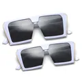 Stylish parent-child matching sunglasses with white square frames and gold accents - White Frame Black Grey Lens (C3)