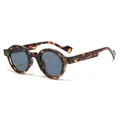 Retro zonnebril met rond montuur in schildpadprint en donker getinte glazen - Luipaard Frame Grijze Lens (SZ2003)