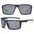 Occhiali da sole sportivi polarizzati avvolgenti base 8 con montatura blu opaca per ciclismo - Montatura Blu Scuro Specchio Argento