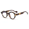 Retro ronde brilmontuur met schildpadpatroon voor heren en dames in vintage stijl - Luipaard Frame Blauw Licht Filter Lens (SZ2003)