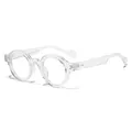 Vintage kleine ronde zonnebril met volledig transparant acetaatmontuur en glazen - Transparant Frame Blauw Licht Filter Lens (SZ2003)