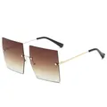 Lunettes de soleil sans monture surdimensionnées avec verres dégradés marron chic. - Dégradé Marron