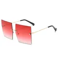 Lunettes de soleil carrées sans monture avec verres dégradés rouges à la mode - Dégradé Rouge